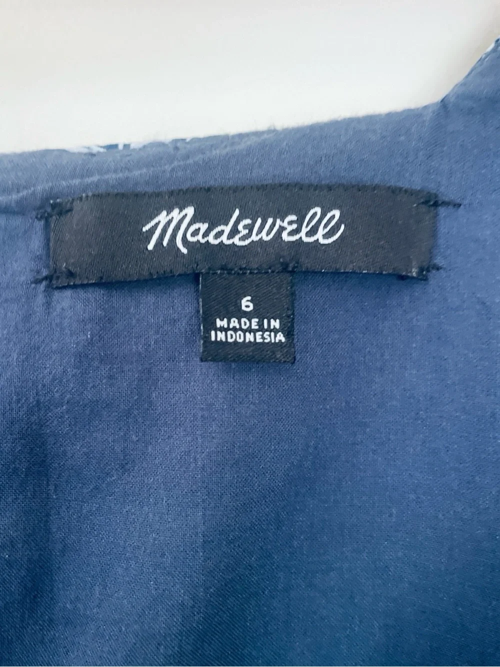 Madewell Poplin Puff-Sleeve Tiered Babydoll Dress Paisley Garden Blue White 6